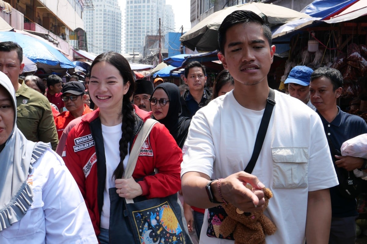 Marsha Siagian campaigning for PSI in Jakarta alongside new party chairman Kaesang Pangarep, President Joko Widodo’s younger son. Photo: Handout