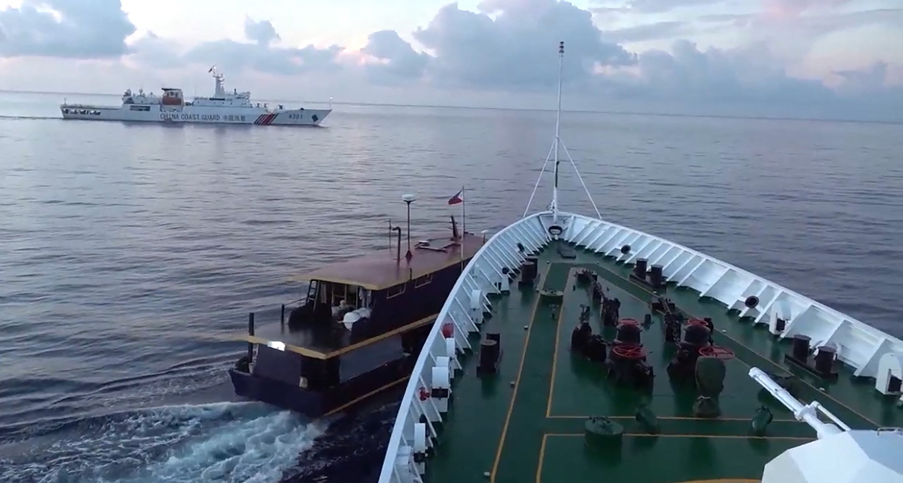 A still taken from a video released by the Chinese Coast Guard through the Chinese embassy in Manila shows a collision between a Chinese Coast Guard ship and a Philippines’ vessel during a resupply mission in Second Thomas Shoal, in the disputed South China Sea. Beijing and Manila traded blame for the October 22 incidents. Photo: AFP